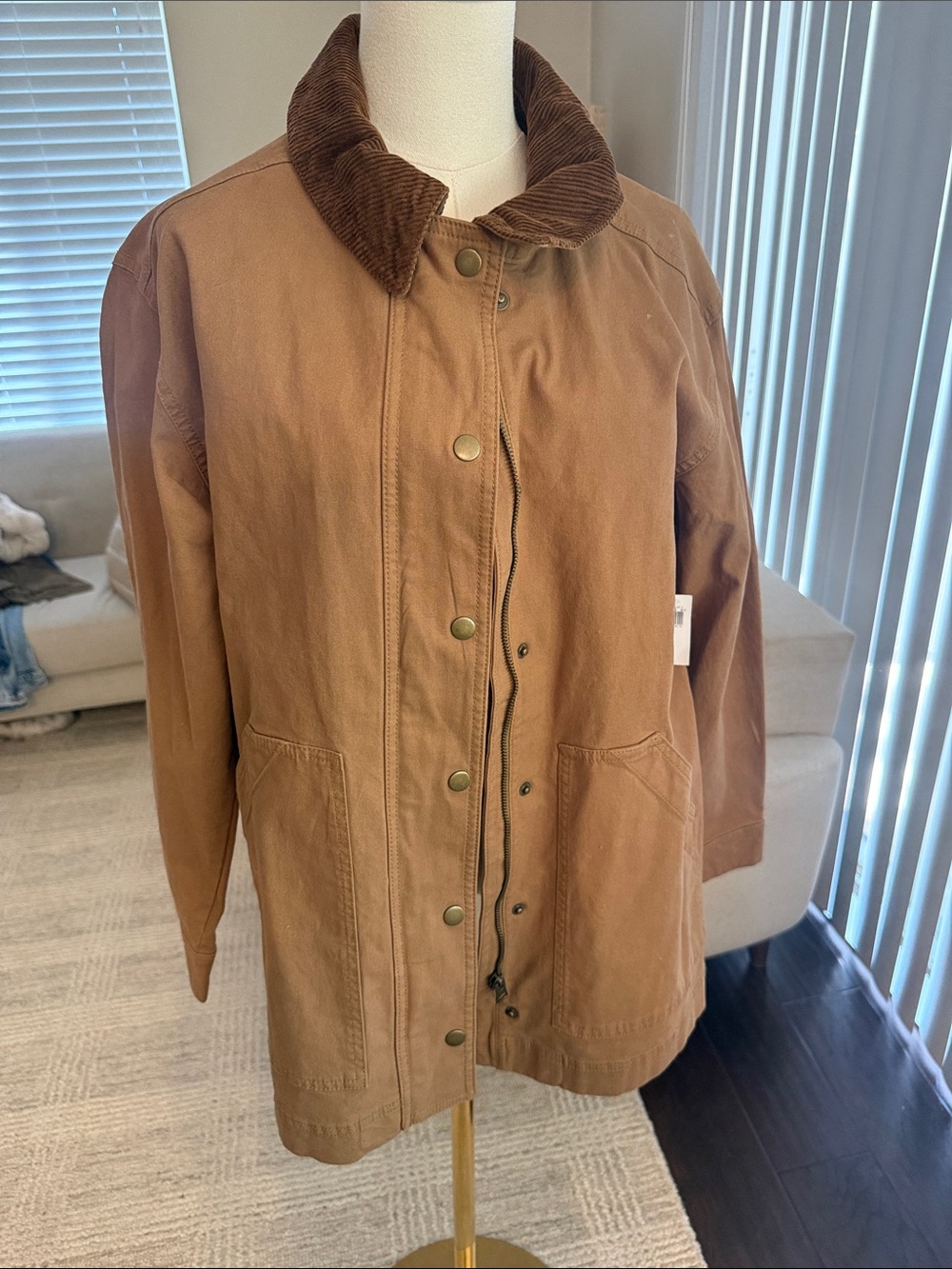 Old Navy Brown Trench Coat with Corduroy Collar
